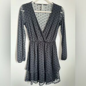 Chic Black Sheer Polka Dot Dress